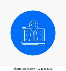 Navigation, Map, System, GPS, Route White Line Icon in Circle background. vector icon illustration
