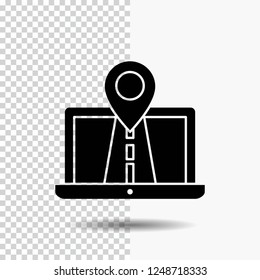 Navigation, Map, System, GPS, Route Glyph Icon on Transparent Background. Black Icon