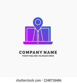 Navigation, Map, System, GPS, Route Purple Business Logo Template. Place for Tagline.