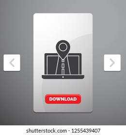 Navigation, Map, System, GPS, Route Glyph Icon in Carousal Pagination Slider Design & Red Download Button