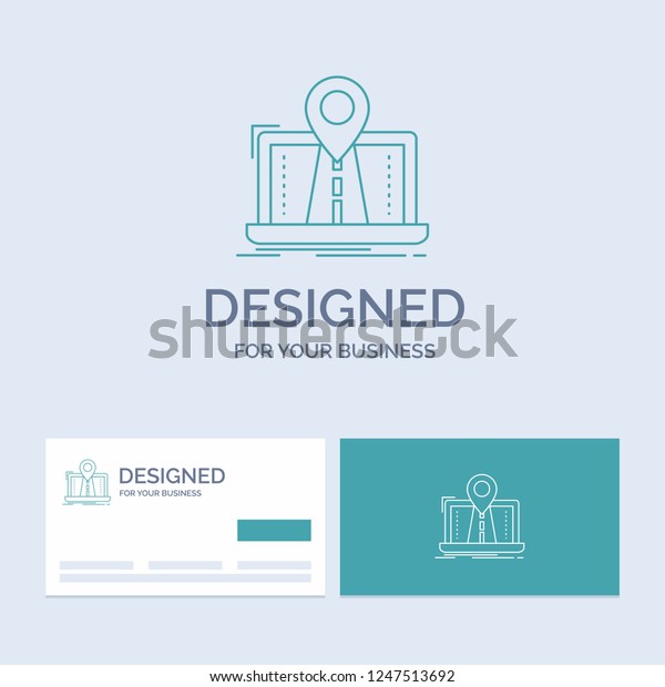 Navigation, Map, System, GPS, Route Business\
Logo Line Icon Symbol for your business. Turquoise Business Cards\
with Brand logo\
template