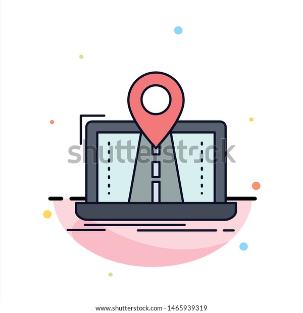 Navigation, Map, System, GPS, Route\
Flat Color Icon Vector. Vector Icon Template\
background