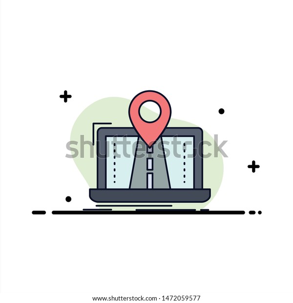 Navigation, Map, System, GPS, Route Flat Color\
Icon Vector