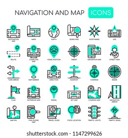 Navigation & Map , Thin Line and Pixel Perfect Icons