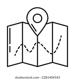 navigation map travel line isolated icon