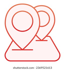 Navigation map and two pointers flat icon. Cartography red icons in trendy flat style. Two pins on map gradient style design, designed for web and app. Eps 10