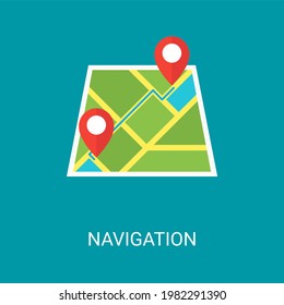 Navigation map vector illustration background in flat style. Suitable for web banners, social media, postcard, presentation and many more.