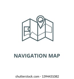 Navigation map  vector line icon, linear concept, outline sign, symbol