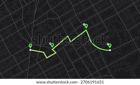 Navigation mapping technology, distance and turns of the path. Vector