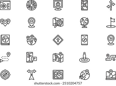 Navigation and maps icons collection is a vector illustration with editable stroke.
