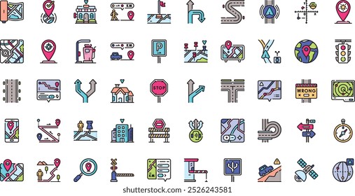 Iconos de navegación y mapas Colección de iconos vectoriales de alta calidad con trazo editable. Ideal para Profesional y Proyectos Creativos.