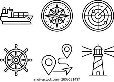 Navigation and maritime pilotage tools for nautical transport vector