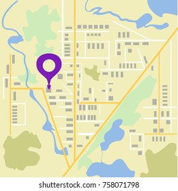 Navigation mark on the map. The concept of delivery, the search for the desired address. Vector illustration.