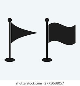Navigation marker icon collection in a flat solid style featuring location, targets, milestones, travel, and checkpoints.