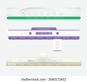 Navigation Menu collection useful in web Design user interface and user experience application and  software design 