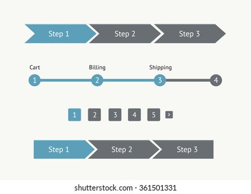 Navigation menu in flat style. Step by step. UI element