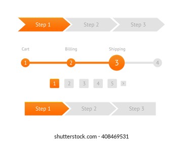 Navigation menu in flat style. Step by step. UI element