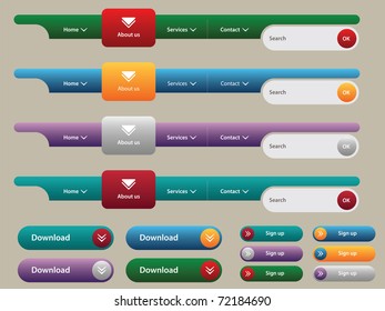 navigation menu and internet button set in different colors