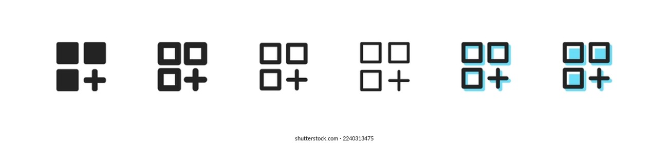 Navigation menu set icon. Order, arrow, alignment, main, tiles, phone, program, application, app, computer. Technology concept. Six vector line icon in different styles