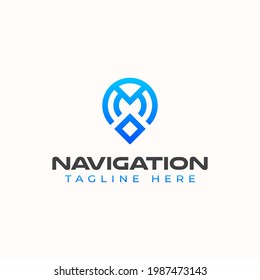 Navigation Monogram Modern Concept Logo Template. Vector Illustration