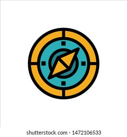 Navigation, Navigator, Compass, Location  Flat Color Icon. Vector icon banner Template