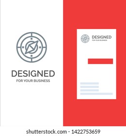 Navigation, Navigator, Compass, Location Grey Logo Design and Business Card Template