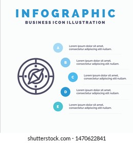 Navigation, Navigator, Compass, Location Line icon with 5 steps presentation infographics Background. Vector Icon Template background