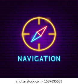 Navigation Neon Label. Vector Illustration of User Interface Promotion.