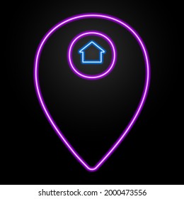 Navigation neon sign, modern glowing banner design, colorful modern design trends on black background. Vector illustration.