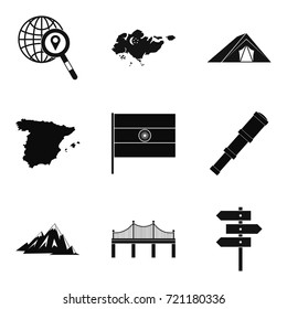 Navigation on the map icons set. Simple set of 9 navigation on the map vector icons for web isolated on white background