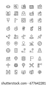 Navigation outline icon set vector.