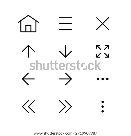 Navigation outline icon set for web and mobile app interface