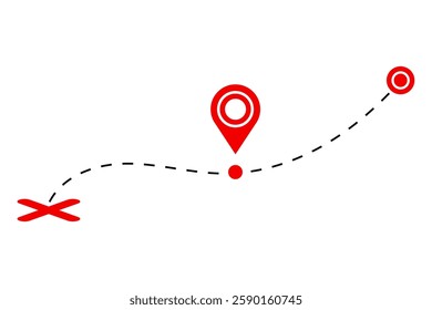 Navigation outline. Location linear, GPS symbol. Map sign. Destination. Delivery icon, paths, geo-tagging. Route line icon.