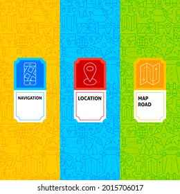 Navigation Package Labels. Vector Illustration of Outline Design.