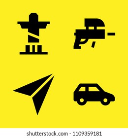 navigation, paintball, christ the redeemer and three door car vector icon set. Sample icons set for web and graphic design