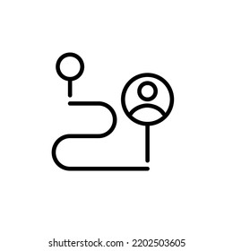 Esquema de la ruta de navegación. Ruta al usuario. Icono de línea de trazo de píxeles perfecto, modificable