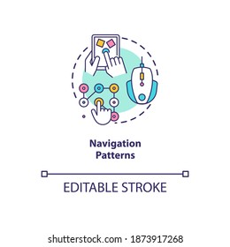 Navigation patterns concept icon. Placement tracking. Body movement recognition future system idea thin line illustration. Vector isolated outline RGB color drawing. Editable stroke
