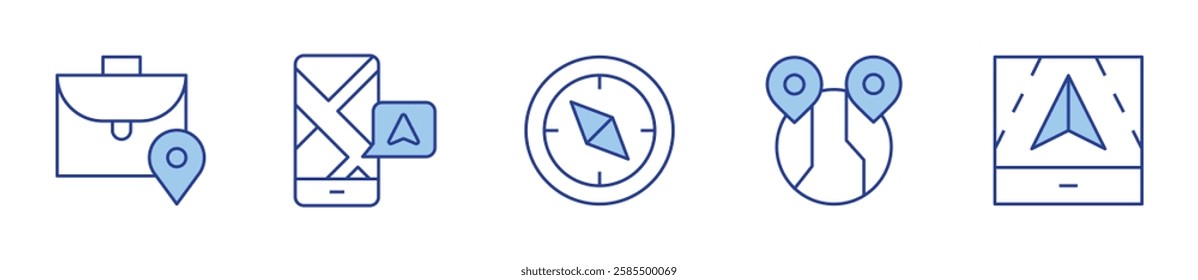 navigation, pin, compass. Navigation Icon vector illustration. Line Duotone style. Editable stroke.