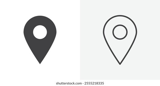 Navigation pin icon. outlined vector style.