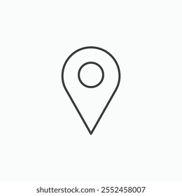 Navigation pin icon set in blackthin line style.