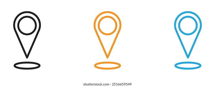 Navigation pin icon Thin line illustration set