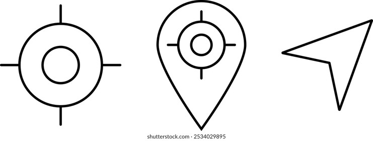 Navigation, Pin icons. Editable stroke. Vector illustration