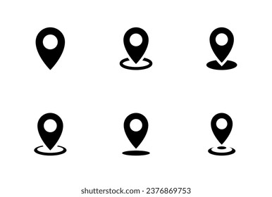 Anclaje de navegación, colección de conjunto de vectores de icono de ubicación. Símbolo de signo de posición de dirección