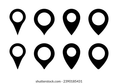 Vector de icono de ubicación del pin de navegación. Colección de símbolos de signo de marcador de dirección