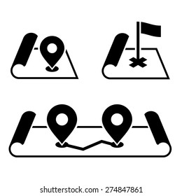 Navigation Pin on Map Icons Set. Vector