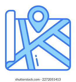 Navigation pin on map, vector design of map location in trendy style