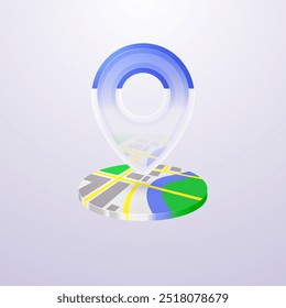 Pino de navegação sobre mapa. Ilustração vetorial.