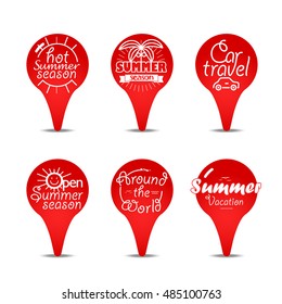 Navigation pins color collection. Vacation concept 