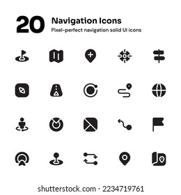 Navigation pixel-perfect icons suitable for website and mobile apps ui design	
