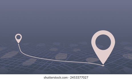 Navigation to poi. Online digital service for vehicle with location search. Generic city map with signs of streets, roads. Vector illustration, map background